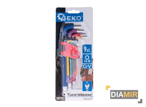 KLUCZE IMBUS imbusowe kolorowe 1,5-10mm 9el. CrV Geko