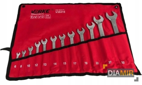 KLUCZE OCZKOWE PŁASKIE 12 ELE. 6 - 32mm SATYNA POKROWIEC