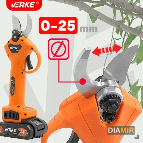 NOŻYCE ELEKTRYCZNE SEKATOR AKUMULATOROWY 21V, 2 x 2,0Ah 25 cm