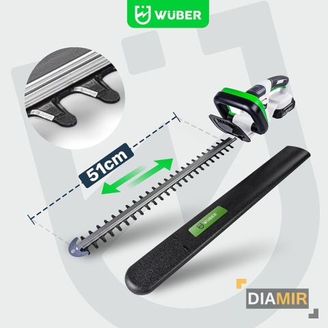 Nożyce elektryczne akumulatorowe Wuber 51 cm 20 V AKU 2,0 Ah do żywopłotu