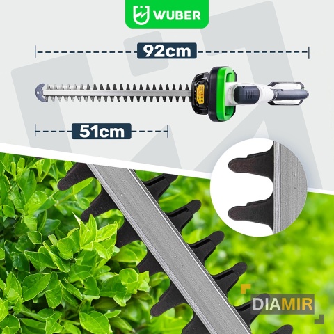 Nożyce elektryczne akumulatorowe Wuber 51 cm 20 V AKU 2,0 Ah do żywopłotu