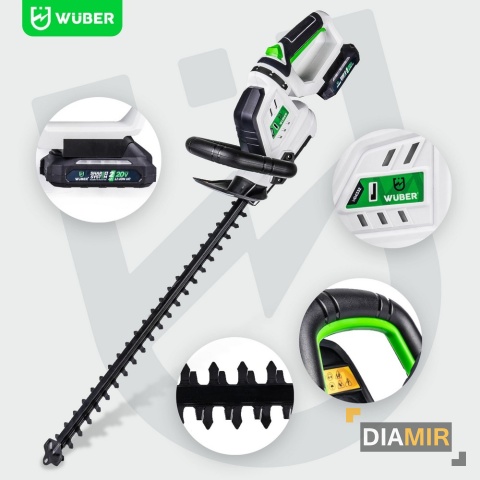 Nożyce elektryczne akumulatorowe Wuber 50 cm 20 V 2x AKU 2,0Ah do żywopłotu