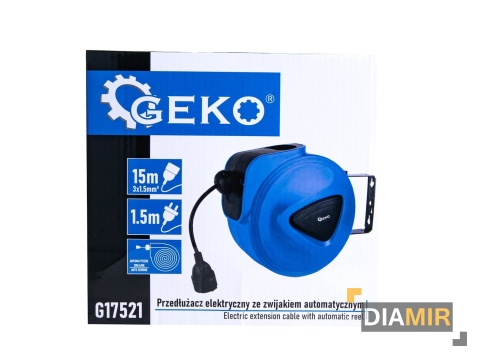 PRZEDŁUŻACZ elektryczny BĘBNOWY 15 m + 1,5 m ZWIJAK AUTOMATYCZNY