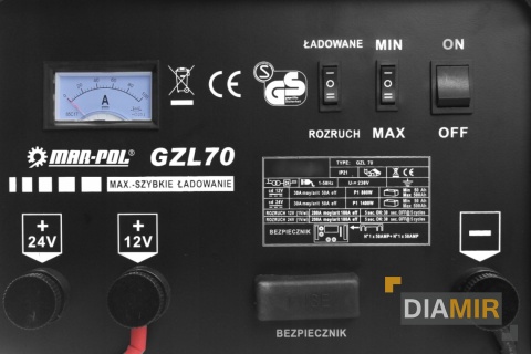 Prostownik samochodowy GZL-70 FAST CHARGE + ROZRUCH 200A 12V 24V