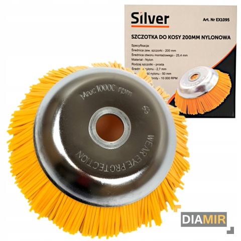 SZCZOTKA TARCZOWA NYLONOWA DO KOSY DO CZYSZCZENIA 200 mm x 25,4 mm