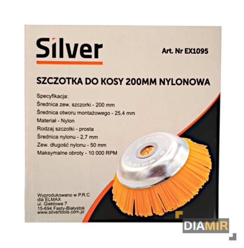 SZCZOTKA TARCZOWA NYLONOWA DO KOSY DO CZYSZCZENIA 200 mm x 25,4 mm