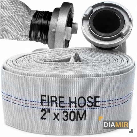 WĄŻ STRAŻACKI DO POMPY BIAŁY FAST-FIX MOCNY DŁUGI DO WODY SZAMBA 2" 30M