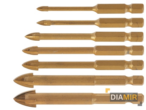 WIERTŁA ZESTAW WIERTEŁ HEX Z WĘGLIKA DO SZKŁA CERAMIKI PŁYTEK GLAZURY 3-12MM