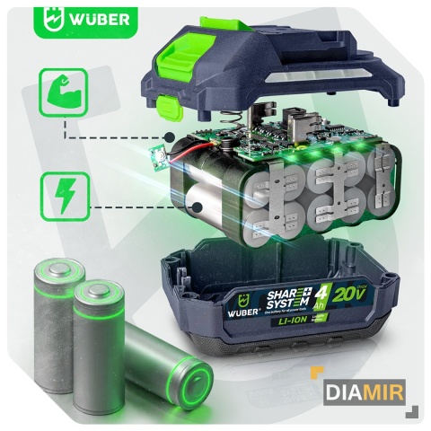 AKUMULATOR BATERIA WUBER MAKITA SHARE+ SYSTEM LITOWO JONOWY 20 V 4.0 AH WUBER