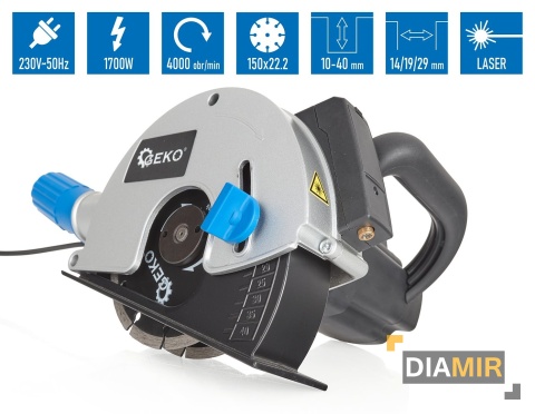 BRUZDOWNICA DO BETONU 1700 W LASER 2 x TARCZA WALIZKA