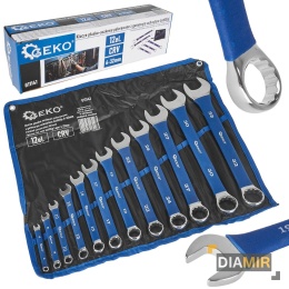 KLUCZE PŁASKO-OCZKOWE 12 EL 6-32 MM POLEROWANE UCHWYT ANTISLIP CRV