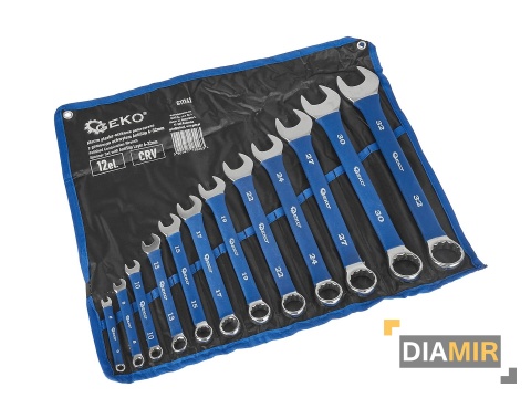 KLUCZE PŁASKO-OCZKOWE 12 EL 6-32 MM POLEROWANE UCHWYT ANTISLIP CRV