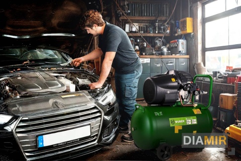 KOMPRESOR OLEJOWY 100 LITRÓW SOLIDNY DWUTŁOKOWY SPRĘŻARKA POWIETRZA WUBER