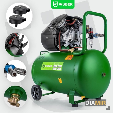 KOMPRESOR OLEJOWY 100 LITRÓW SOLIDNY DWUTŁOKOWY SPRĘŻARKA POWIETRZA WUBER