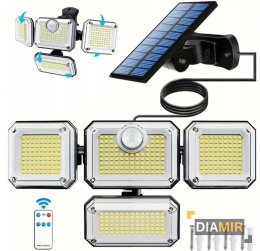 LAMPA SOLARNA Z CZUJNIKIEM RUCHU ZMIERZCHU 4 STRONY ZEWNĘTRZNA HALOGEN NA ŚCIANĘ LED