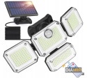 LAMPA SOLARNA Z CZUJNIKIEM RUCHU ZMIERZCHU 4 STRONY ZEWNĘTRZNA HALOGEN NA ŚCIANĘ LED