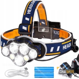 LATARKA CZOŁOWA NA GŁOWĘ CZOŁÓWKA 7 X LED CREE MOCNA REGULOWANA 8 TRYBÓW