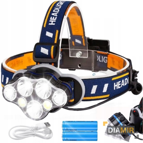 LATARKA CZOŁOWA NA GŁOWĘ CZOŁÓWKA 7 X LED CREE MOCNA REGULOWANA 8 TRYBÓW