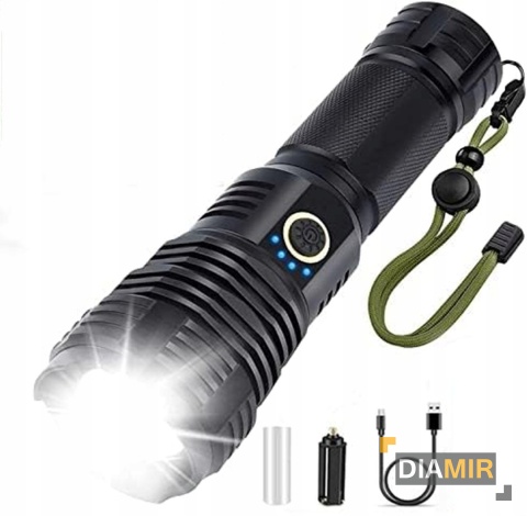 LATARKA TAKTYCZNA LED XHP90 ZOOM CREE MOCNA WOJSKOWA AKUMULATOROWA USB