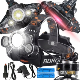 LATARKA CZOŁOWA CZOŁÓWKA NA GŁOWĘ 3LED T6 cree xm l MOCNA AKUMULATOROWA
