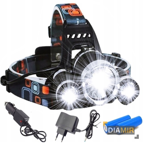 LATARKA CZOŁOWA CZOŁÓWKA NA GŁOWĘ 3LED T6 cree xm l MOCNA AKUMULATOROWA