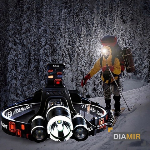 LATARKA CZOŁOWA CZOŁÓWKA NA GŁOWĘ 3LED T6 cree xm l MOCNA AKUMULATOROWA