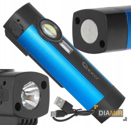 Latarka wielofunkcyjna z magnesem + UV LED COB 5W 2000mAh 300lm IP54