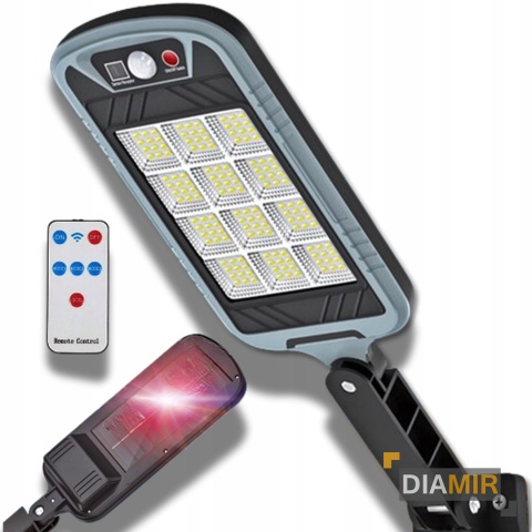 LAMPA SOLARNA MOCNA 400W LED ULICZNA Z CZUJNIKIEM ZMIERZCHU RUCHU + PILOT