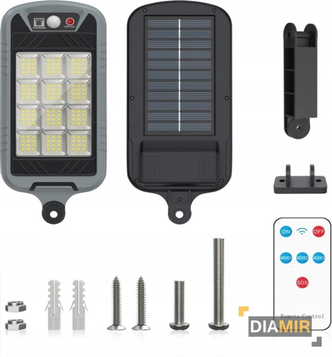 LAMPA SOLARNA MOCNA 400W LED ULICZNA Z CZUJNIKIEM ZMIERZCHU RUCHU + PILOT