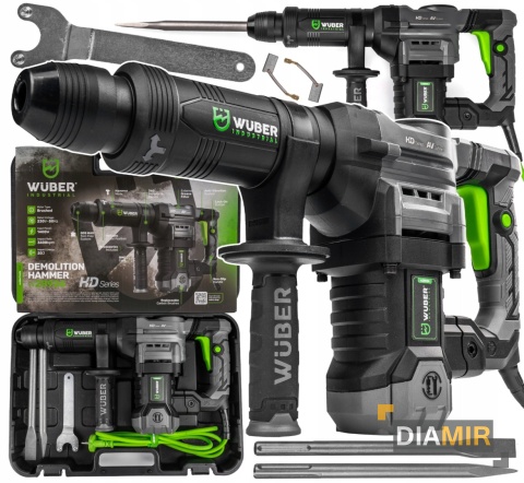 MŁOT WYBURZENIOWY UDAROWY SDS MAX WALIZKA 2 DŁUTA 1400W 20J DO BETONU WUBER