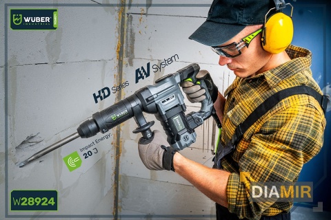 MŁOT WYBURZENIOWY UDAROWY SDS MAX WALIZKA 2 DŁUTA 1400W 20J DO BETONU WUBER