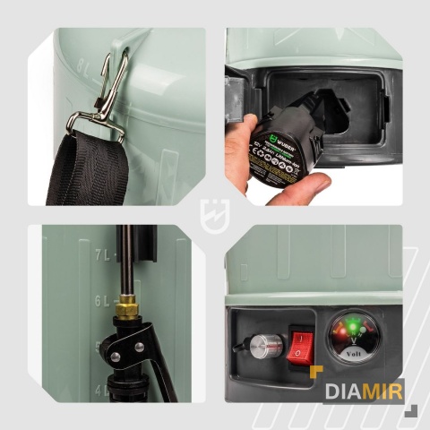 OPRYSKIWACZ AKUMULATOROWY OGRODOWY ELEKTRYCZNY LEKKI 8L ZESTAW LANCA WUBER