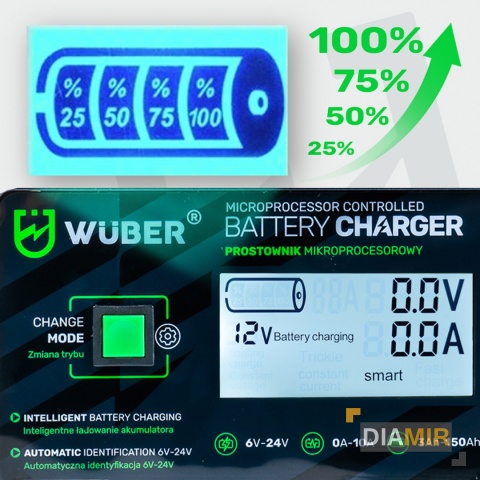PROSTOWNIK 6/8/12/14/16/24V MIKROPROCESOROWY ŁADOWARKA DO AKUMULATORA 10A