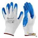RĘKAWICE OCHRONNE ROBOCZE poliestrowe r. 10 latex biało-niebieskie