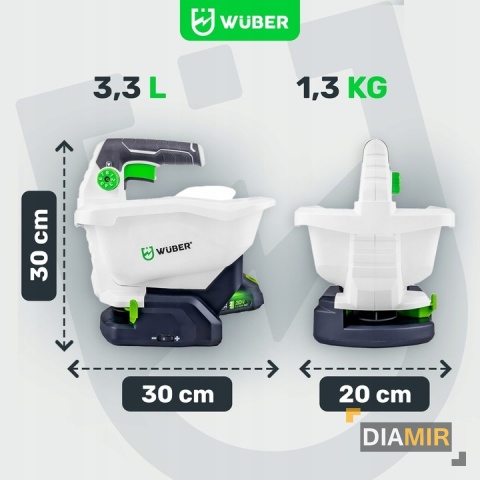 SIEWNIK AKUMULATOROWY DO TRAWY NAWOZU ROZSIEWACZ 3,3 L RĘCZNY WUBER