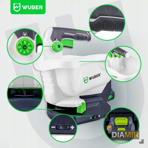 SIEWNIK AKUMULATOROWY DO TRAWY NAWOZU ROZSIEWACZ 3,3 L RĘCZNY WUBER