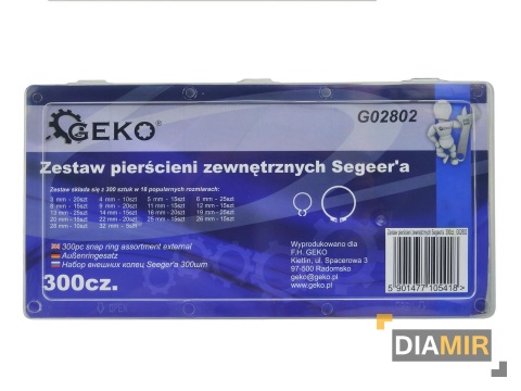 Segery pierścienie osadcze segera zewnętrzne Geko 300 el.