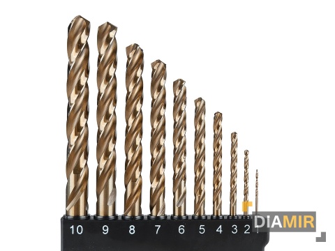 WIERTŁO KOBALTOWE ZESTAW WIERTEŁ 10el. 1-10mm DO METALU HSS CO 5% TVARDY