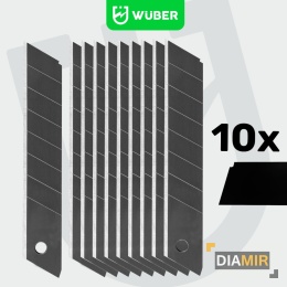 ZESTAW 10 OSTRZY WKŁADY DO NOŻA NOŻYKI DO TAPET OSTRZA ŁAMANE 18X100 WUBER