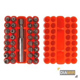 ZESTAW 33 EL. KOŃCÓWKI WKRĘTAKOWE BITY Z UCHWYTEM ETUI