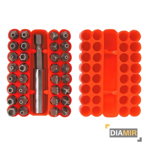 ZESTAW 33 EL. KOŃCÓWKI WKRĘTAKOWE BITY Z UCHWYTEM ETUI