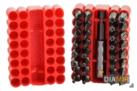 ZESTAW 33 EL. KOŃCÓWKI WKRĘTAKOWE BITY Z UCHWYTEM ETUI