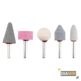ZESTAW 5 szt. KAMIENIE SZLIFIERSKIE TRZPIENIOWE DO WIERTARKI ŚCIERNICE