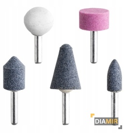 ZESTAW 5 szt. KAMIENIE SZLIFIERSKIE TRZPIENIOWE DO WIERTARKI ŚCIERNICE