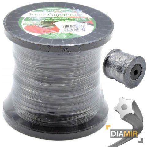 ŻYŁKA TNĄCA 2.4 MM 100 MB GWIAZDKA ZBROJONA DO KOSY PODKASZAKI