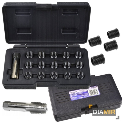 Zestaw do naprawy gwintów i świec zapłonowych 16el. M14X1.25 GEKO
