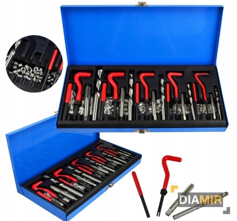 Zestaw do naprawy zerwanych uszkodzonych gwintów M5-M12 131el.