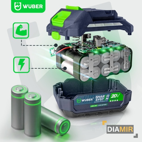 AKUMULATOROWA PILARKA PIŁA ŁAŃCUCHOWA DO DREWNA GAŁĘZIÓWKA 2X AKU WUBER