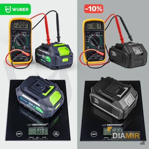 AKUMULATOROWA PILARKA PIŁA ŁAŃCUCHOWA DO DREWNA GAŁĘZIÓWKA 2X AKU WUBER