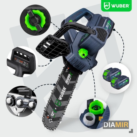 AKUMULATOROWA PILARKA PIŁA ŁAŃCUCHOWA DO DREWNA GAŁĘZIÓWKA 2X AKU WUBER